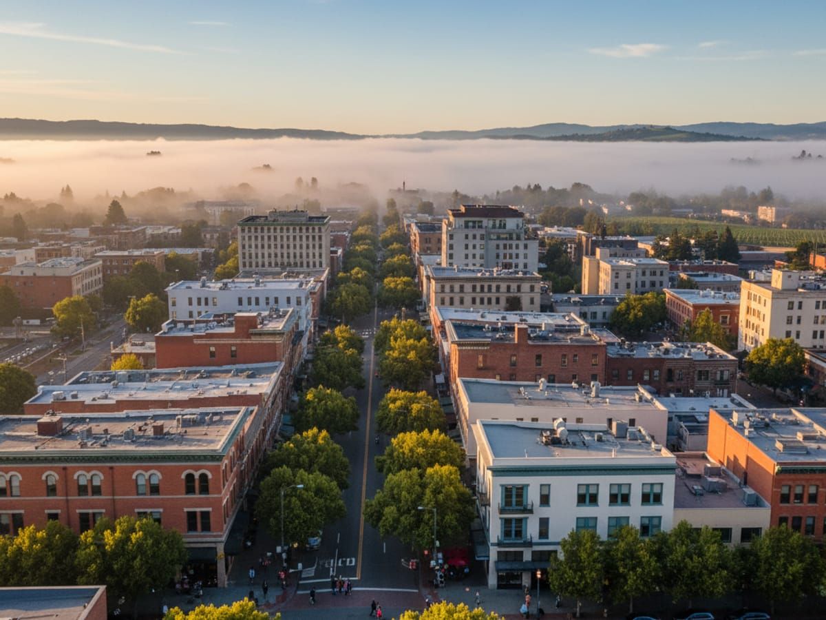 Downtown Santa Rosa with historic buildings and vibrant community